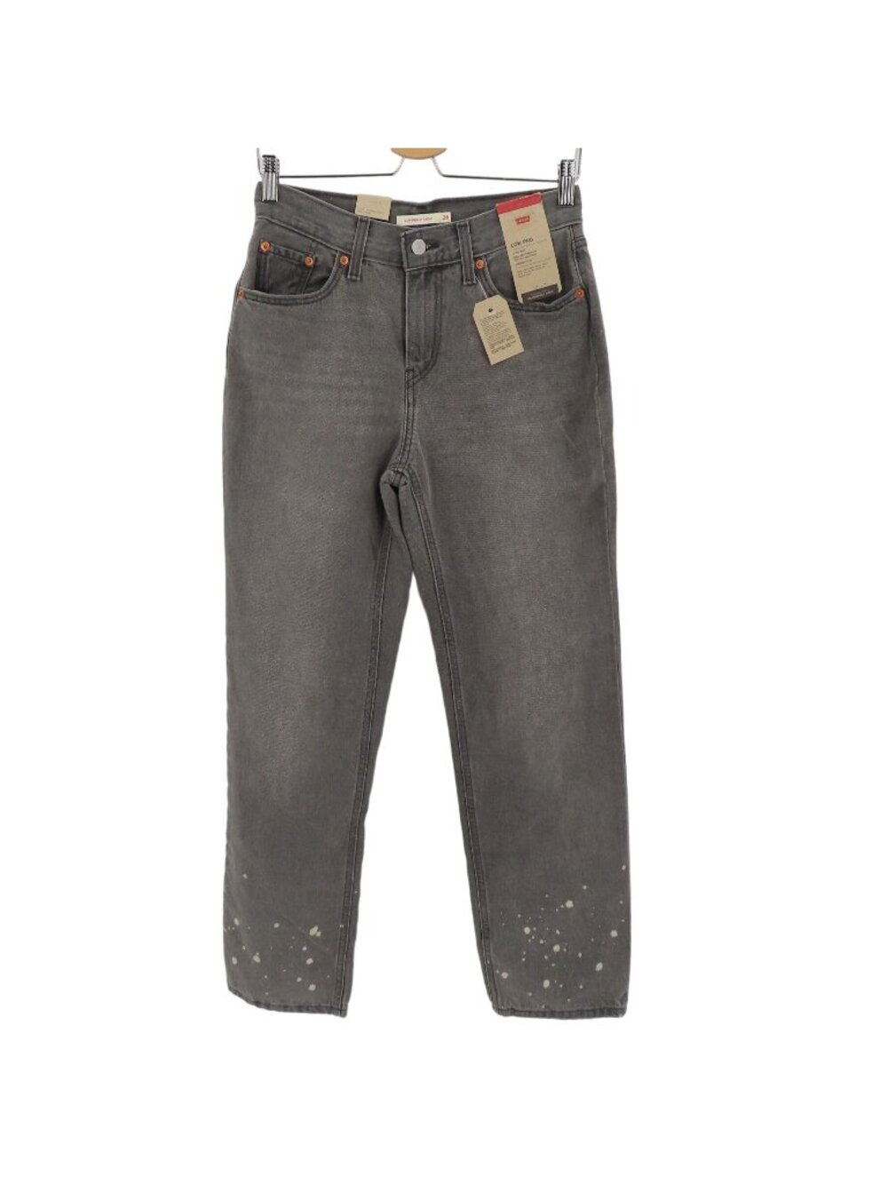 NEW Levis Women 26 Low Pro Straight Leg Mid Rise Gray Bleached Denim Jeans